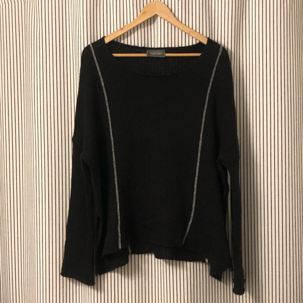 Black Sweater with White Trim